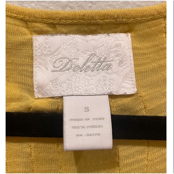 DELETTA Mustard Yellow Short Sleeves Cardigan - Picture 2 of 3